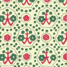 Red and Green Tree and Flower Print Italian Paper ~ Carta Varese Italy